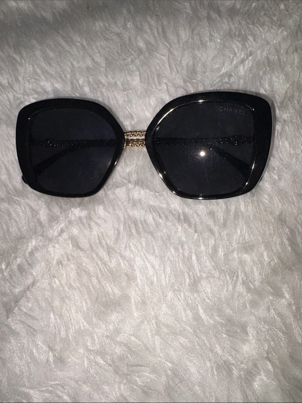 Black Sunglasses with Gold Bridge